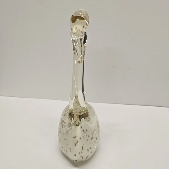 Vintage MCM Gold Flake Hand Blown Glass Swan Figurine Clear / White - Picture 6 of 8